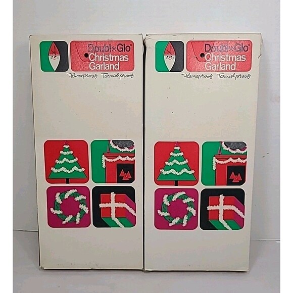 Vintage Doubl Glo Christmas Blue/White Garland 2-12'x 1.25" Boxes - Picture 4 of 6